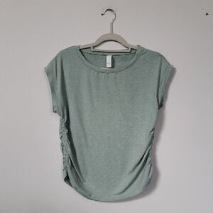 Balance Collection Top Womens M Green Ruched Knit Yoga Activewear Basic Summer